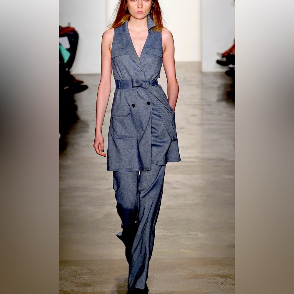 Marissa Webb Gretchen Trench Mini Dress + Jacinta High Waisted Wide Leg Trousers